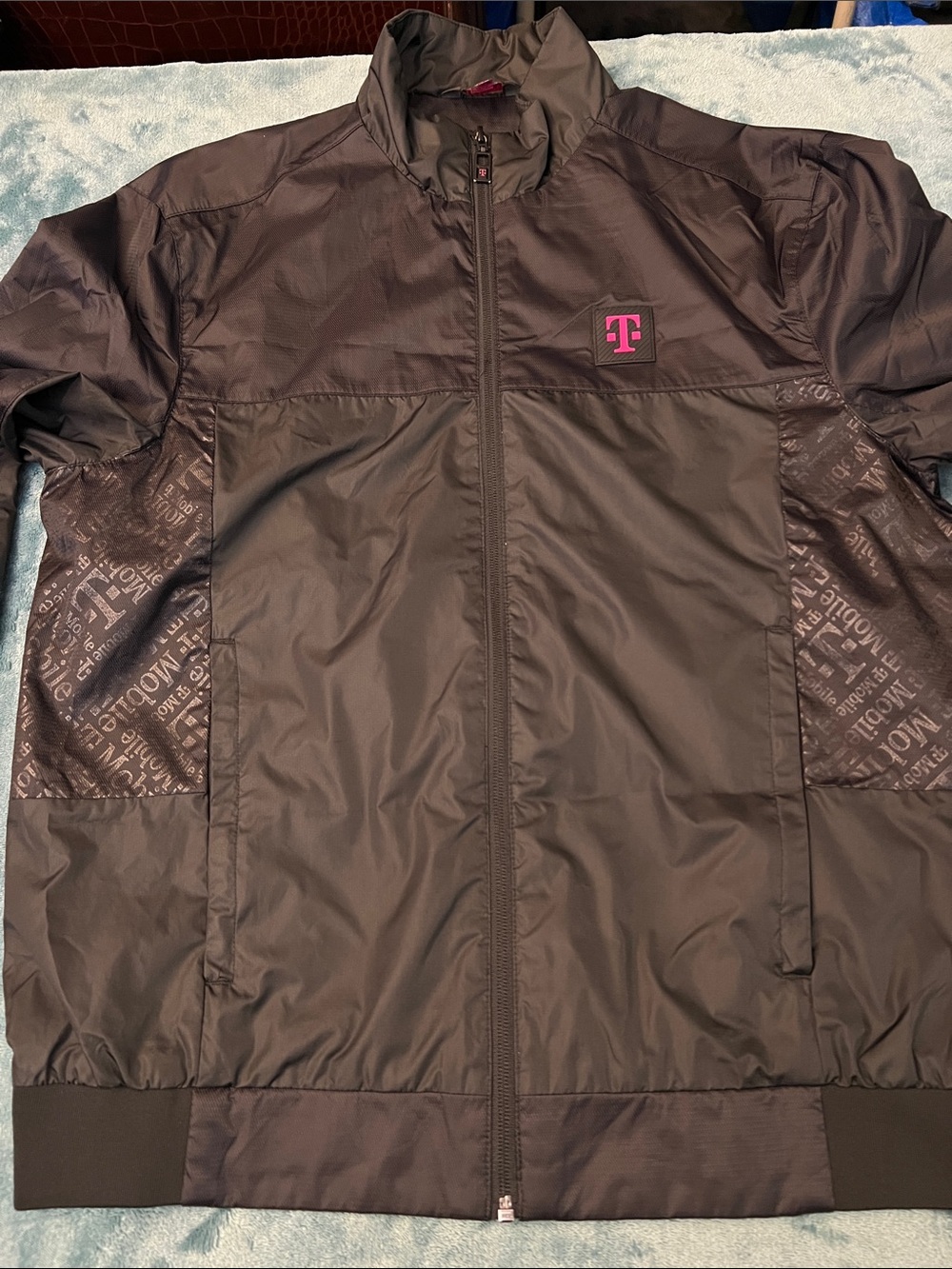 T-Mobile Black Windbreaker Jacket with Pink Logo , perfect condition